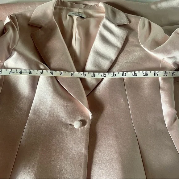 Teri Jon by Rickie Freeman Blush Pink Cocktail Formal Satin 2-Piece Suit 12 - Picture 5 of 13